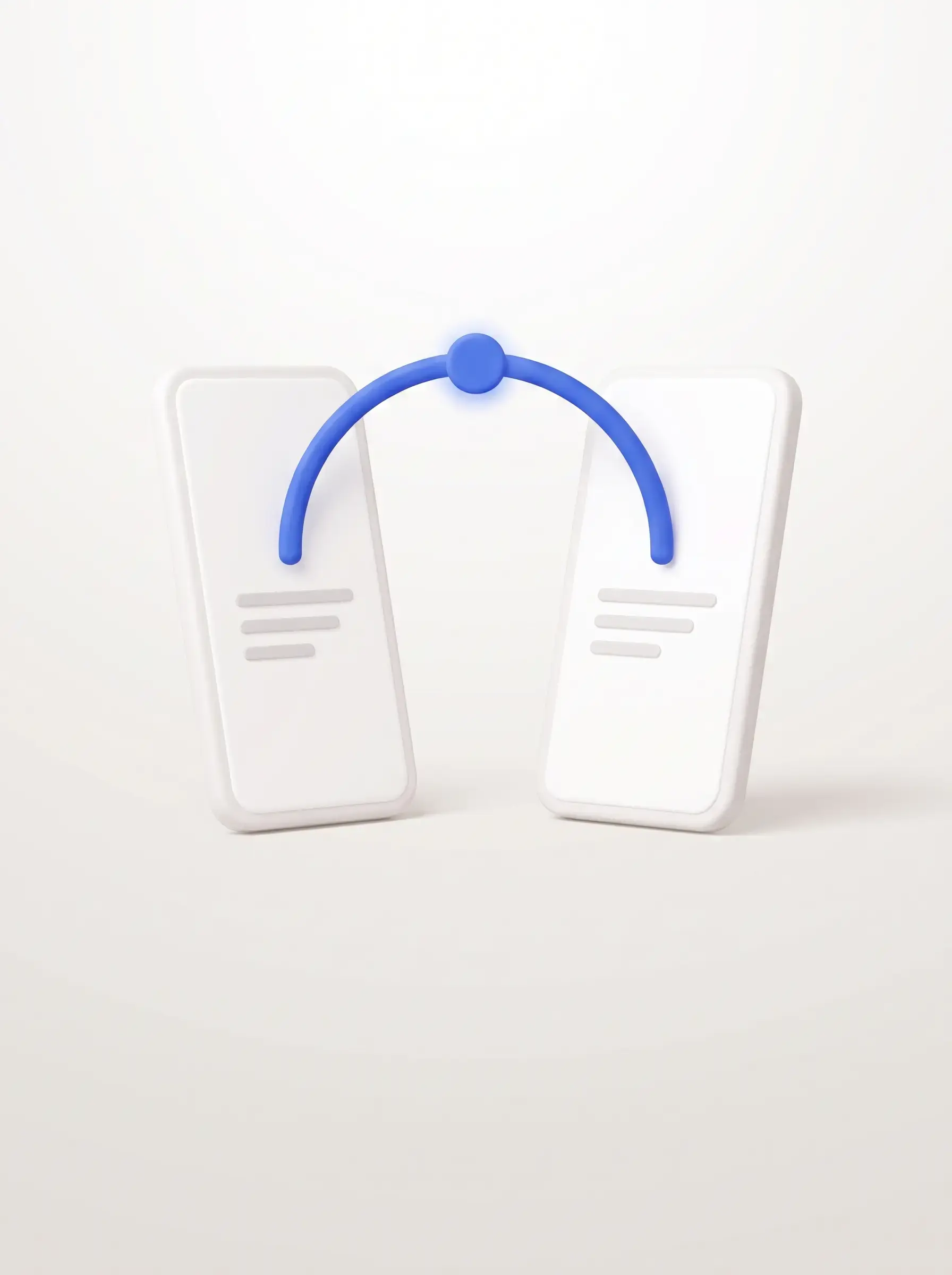 Ilustração de dois dispositivos ligados pelo aviso em azul.